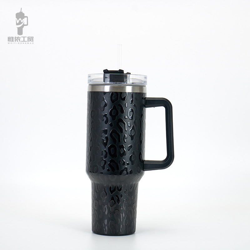 Wholesale 40oz Stainless Steel Western Style Aztec Leopard Print Car Straw Cup Ice Bullies Cup